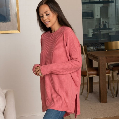 Pull col rond gaufré thermique brossé