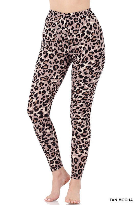 Leggings de microfibra cepillada con estampado de leopardo