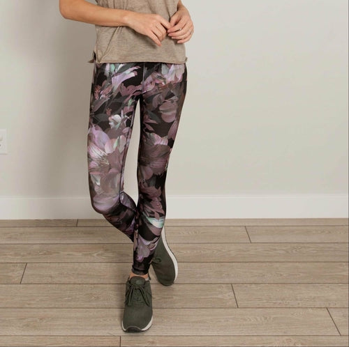 Pantalon de sport taille haute à fleurs longueur cheville