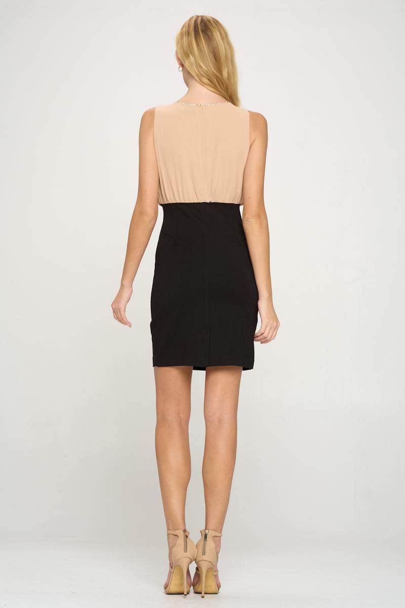 Robe ajustée bicolore sans manches