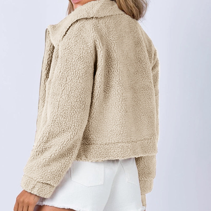 Veste sherpa à manches longues et col montant