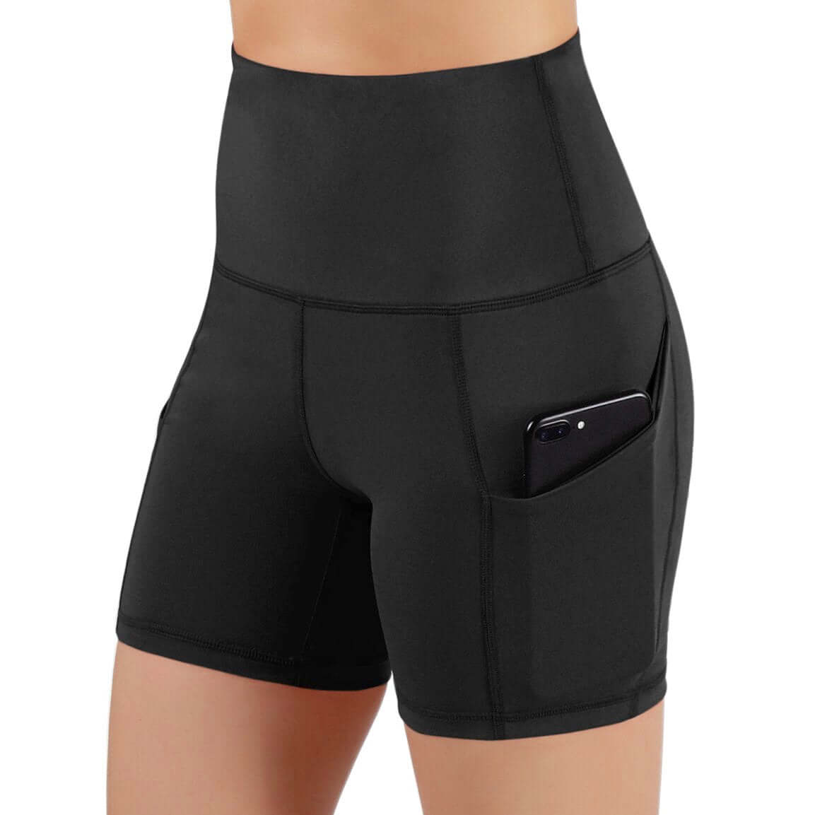Jolie short de sport taille haute avec poches sur les hanches