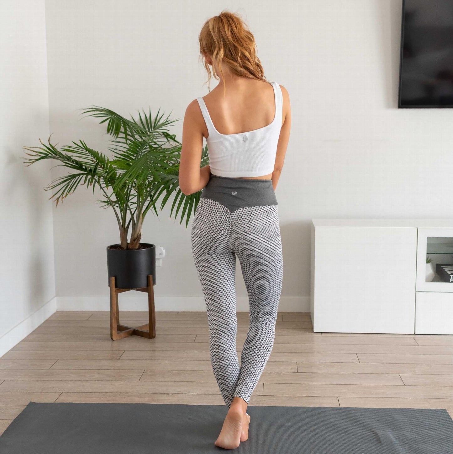 Leggings Tik Tok texturés en nid d'abeille pour femmes, yoga
