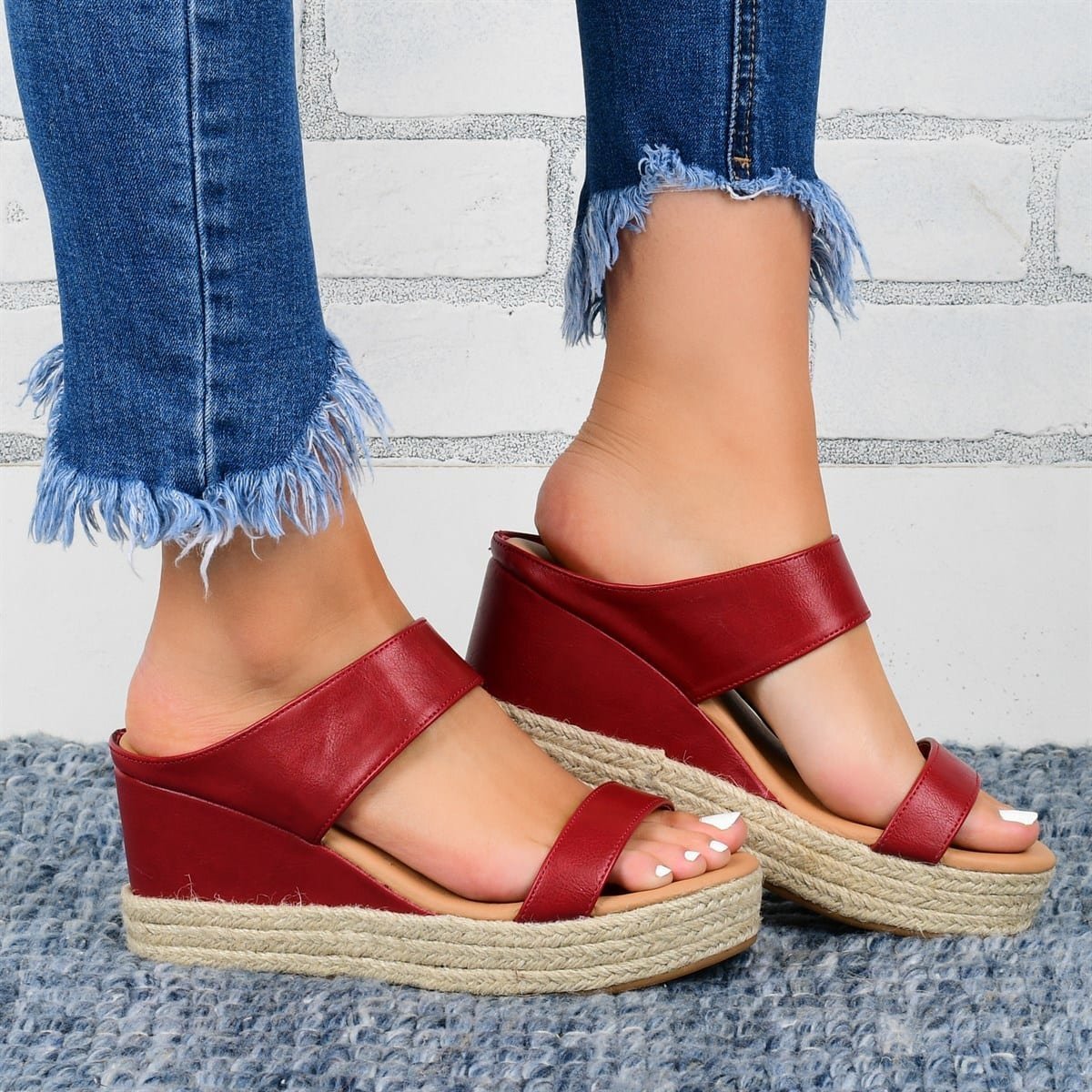 Chaussons compensés, sandales décontractées, chaussures à talons compensés hauts en chanvre
