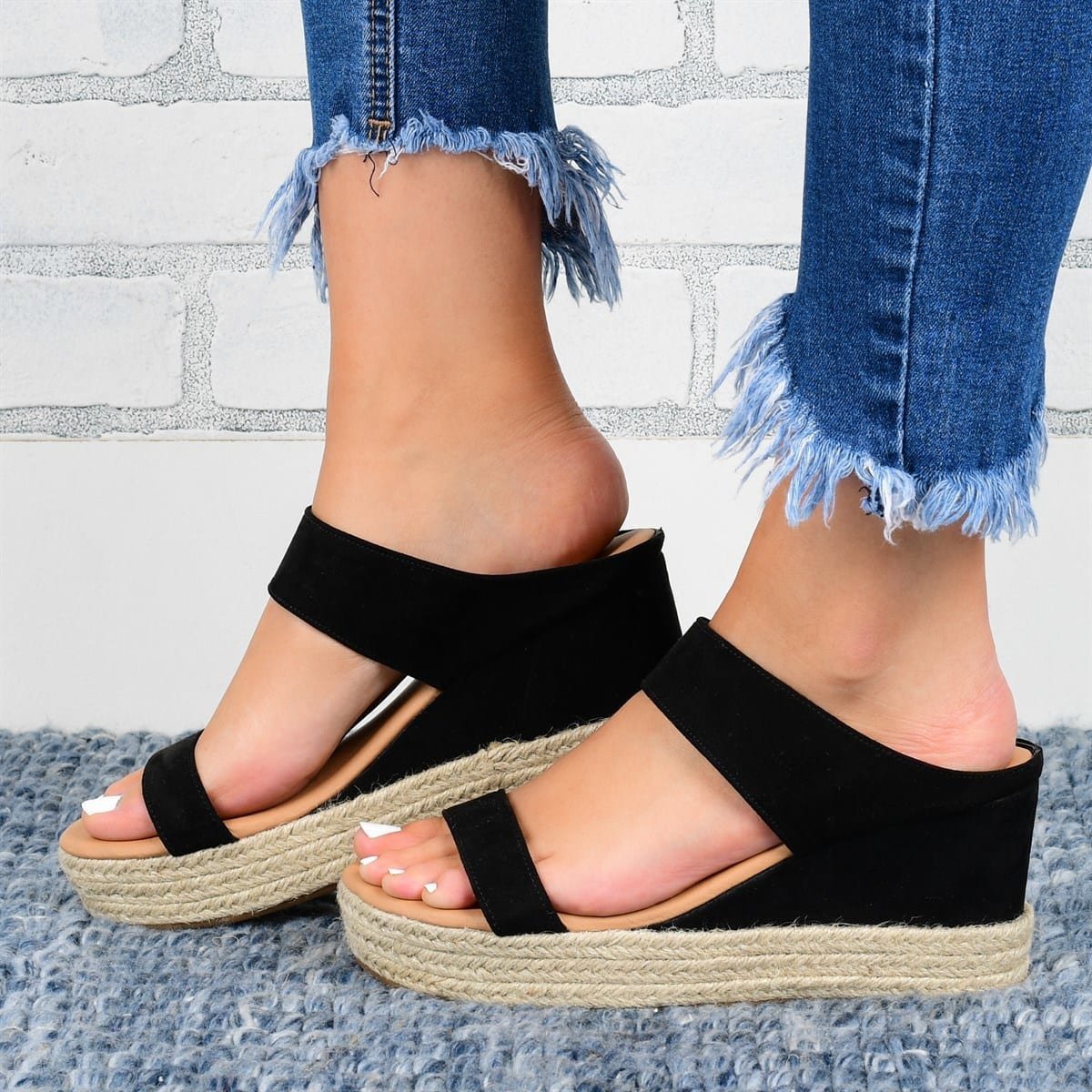 Chaussons compensés, sandales décontractées, chaussures à talons compensés hauts en chanvre