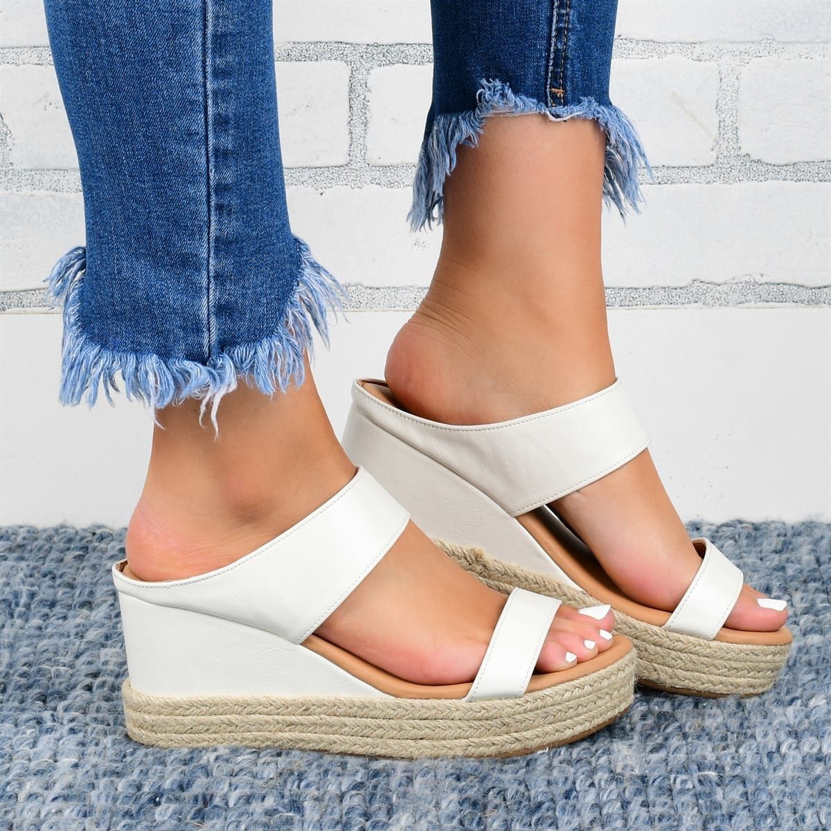 Chaussons compensés, sandales décontractées, chaussures à talons compensés hauts en chanvre