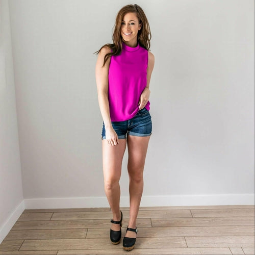 Chiffon Mock Sleeveless Top