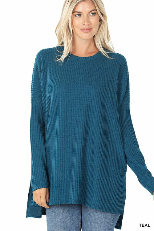 Pull col rond gaufré thermique brossé