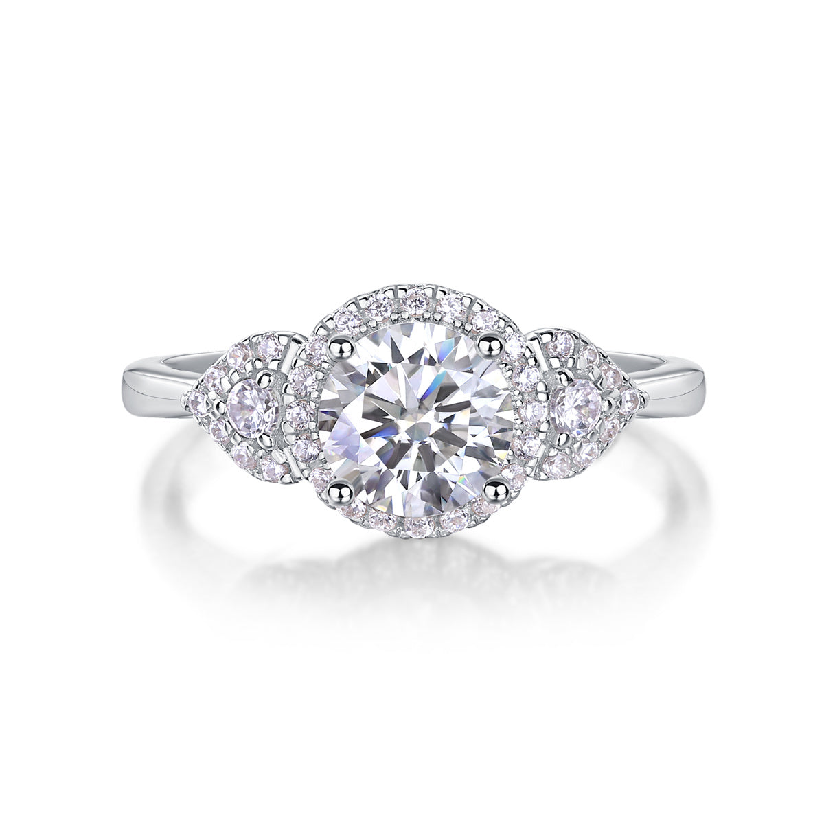 Bague de mariage de luxe en argent avec diamants et moissanite