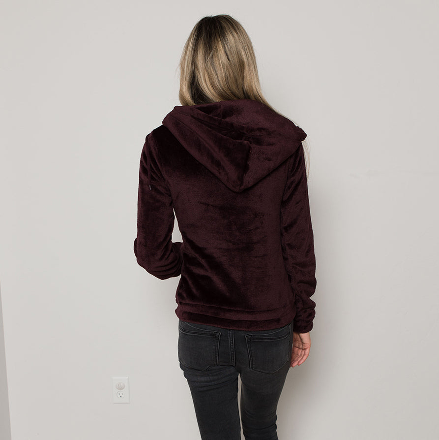 Veste à capuche zippée en velours basique