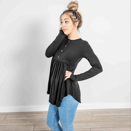 Túnica Babydoll con botones y manga larga