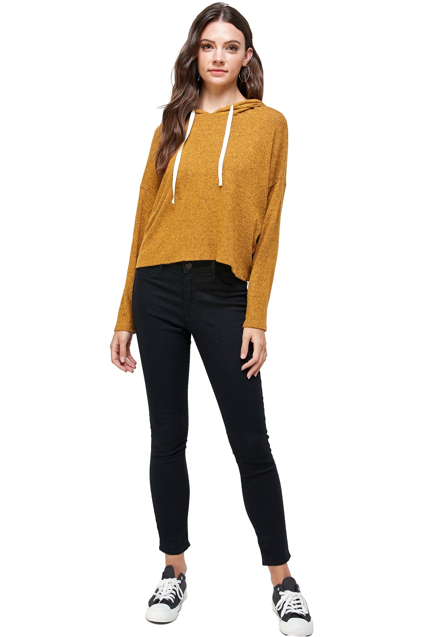 Pull à capuche côtelé bicolore brossé