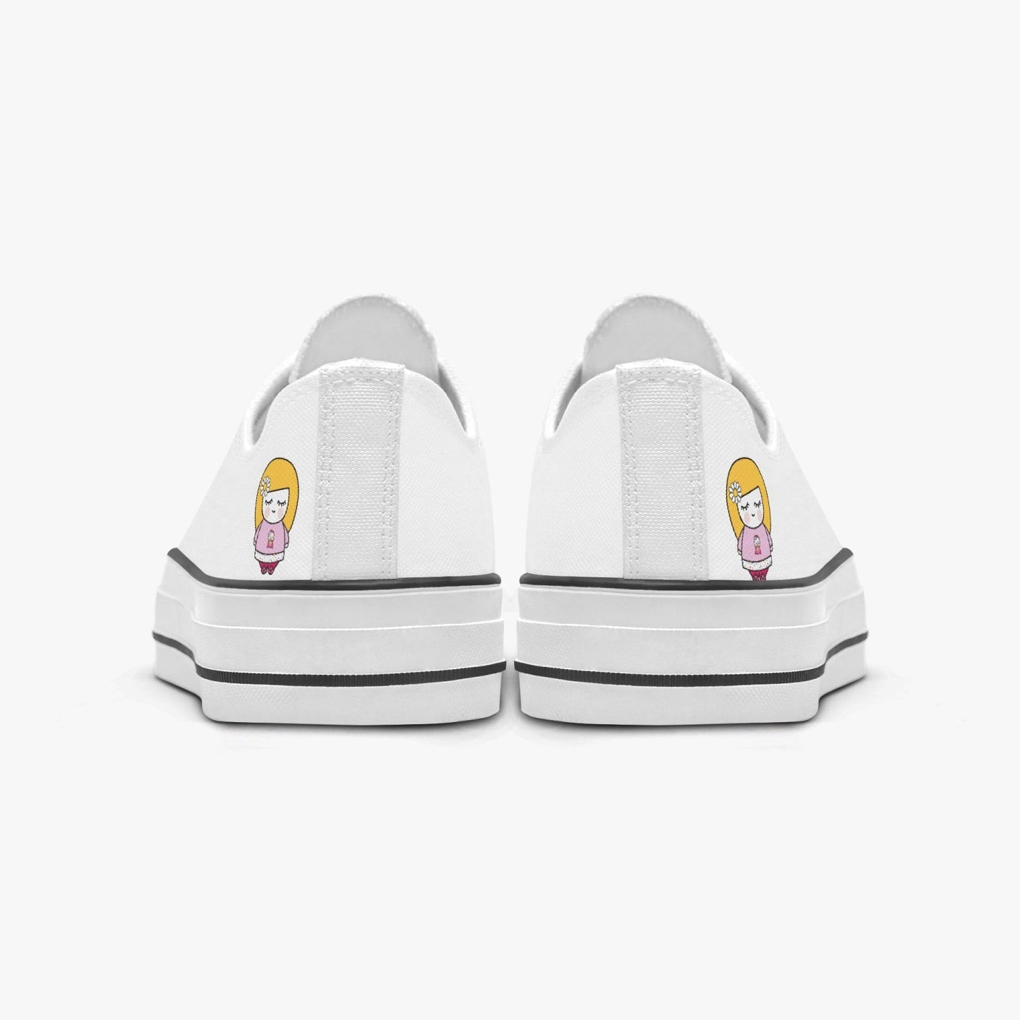 Sue Sue Sweet Low Canvas Shoes-White sole