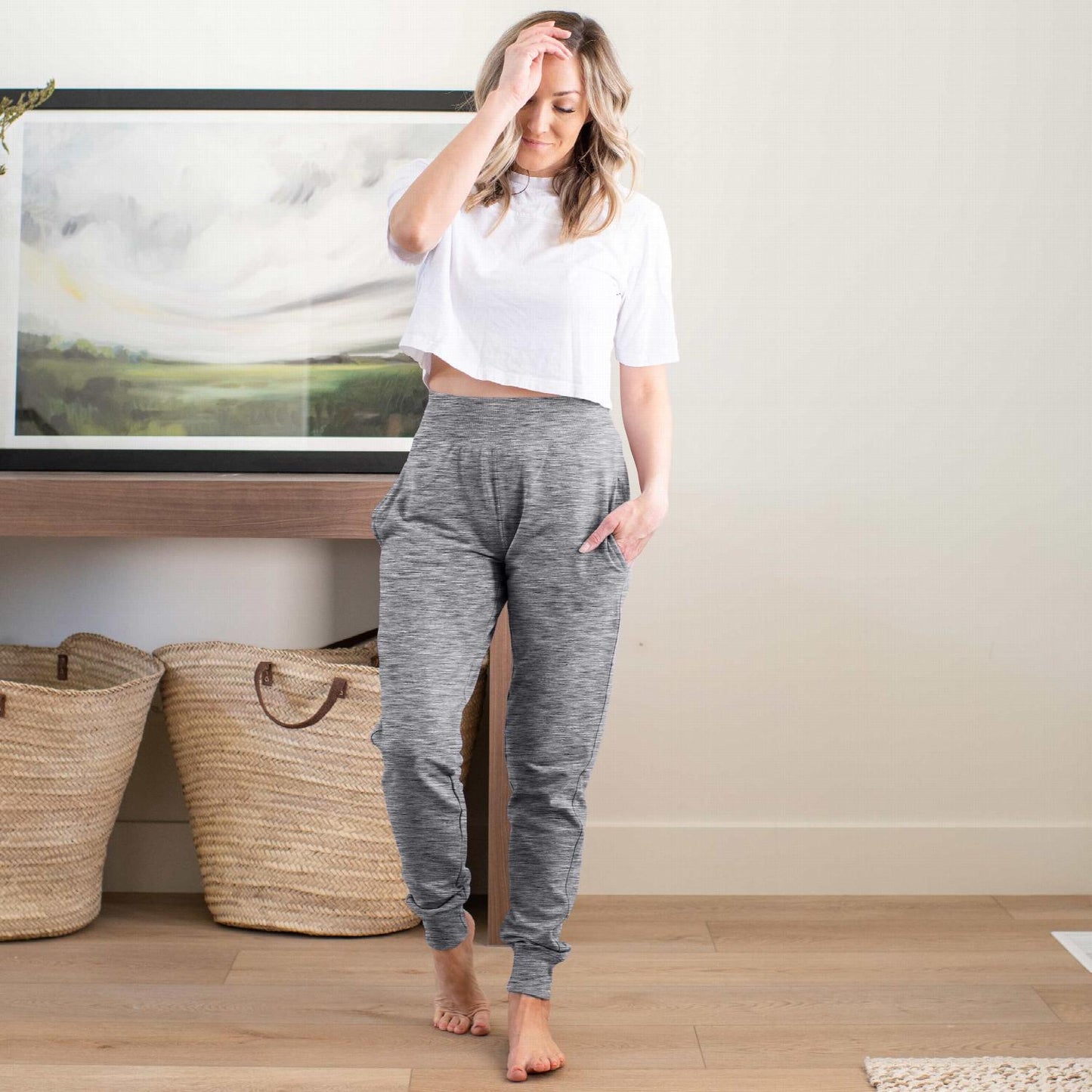 Stretch Terry Basic Wide Elastic Waistband Jogger