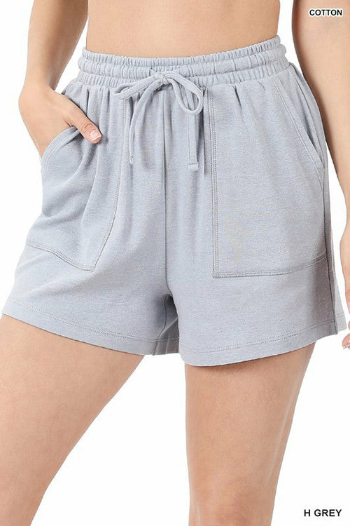 Cotton Drawstring Waist Shorts