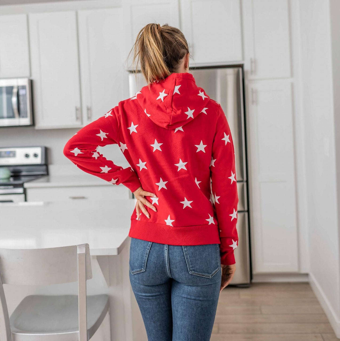 Fleece All-over Star Print Pullover Hoodie