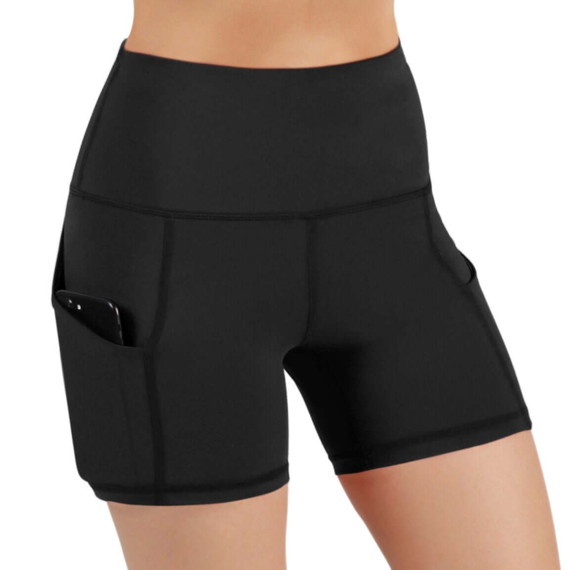 Jolie short de sport taille haute avec poches sur les hanches