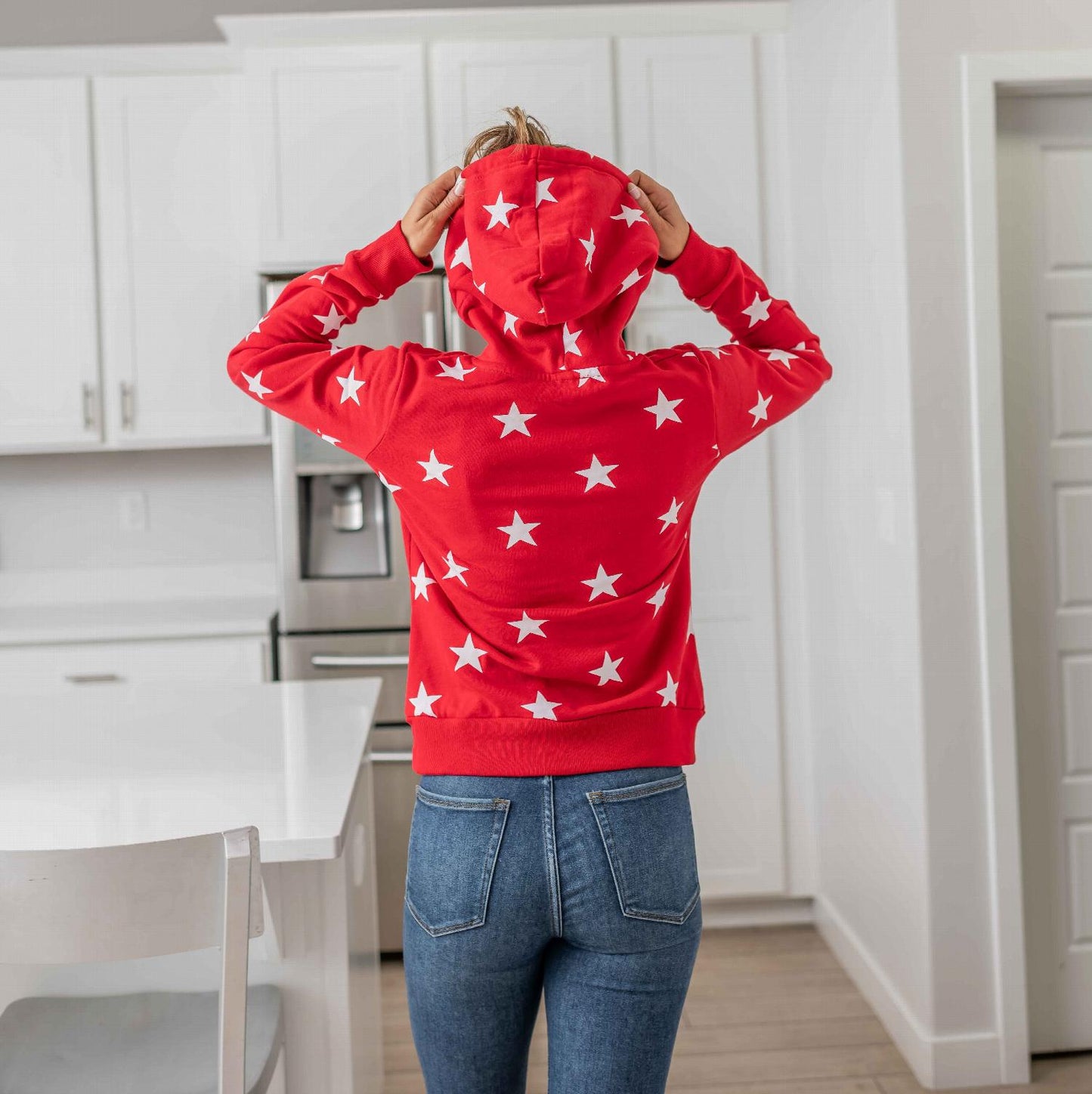 Fleece All-over Star Print Pullover Hoodie