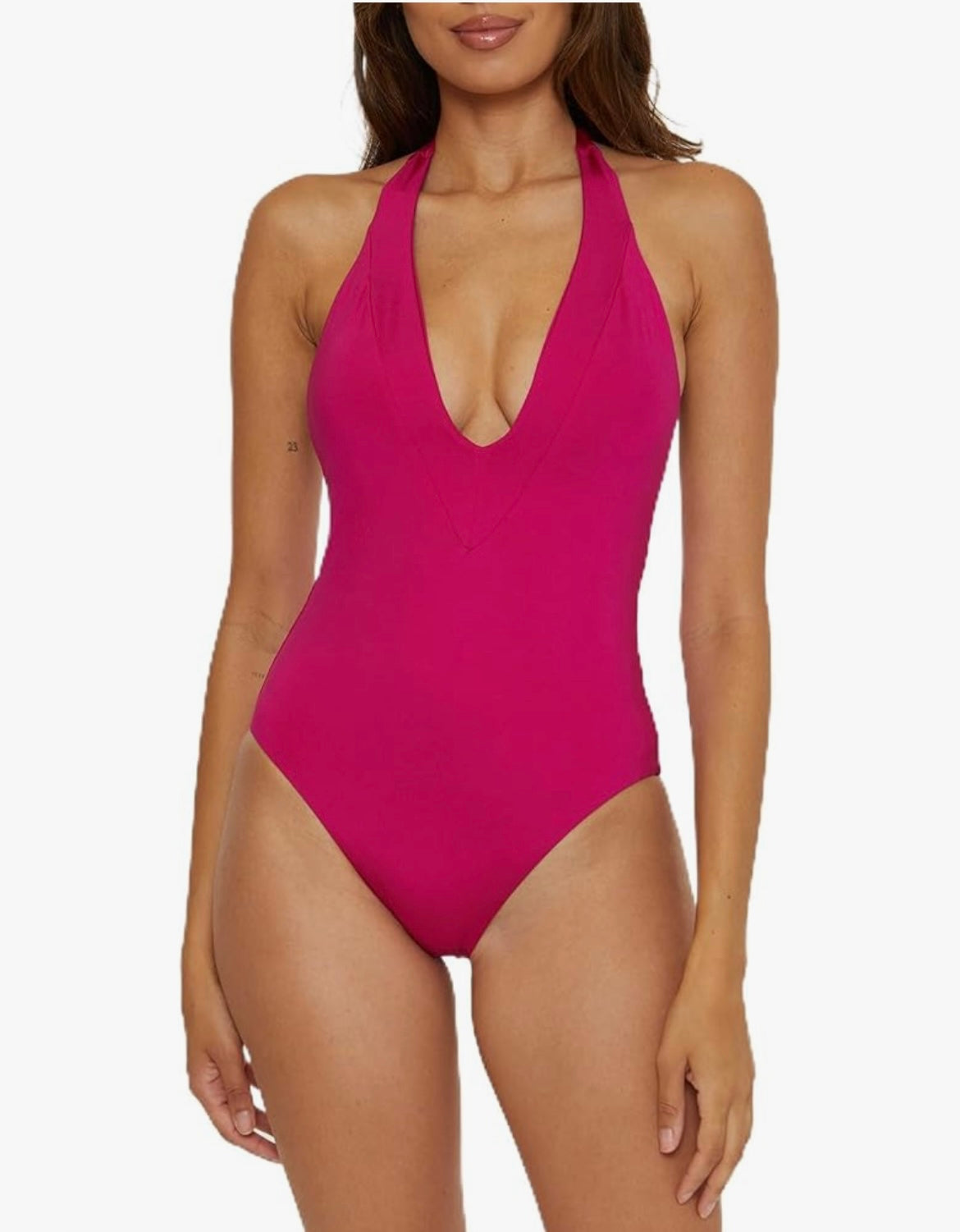 Bodys rosas para mujer: tops halter de verano 2025 con escote en V y espalda descubierta.