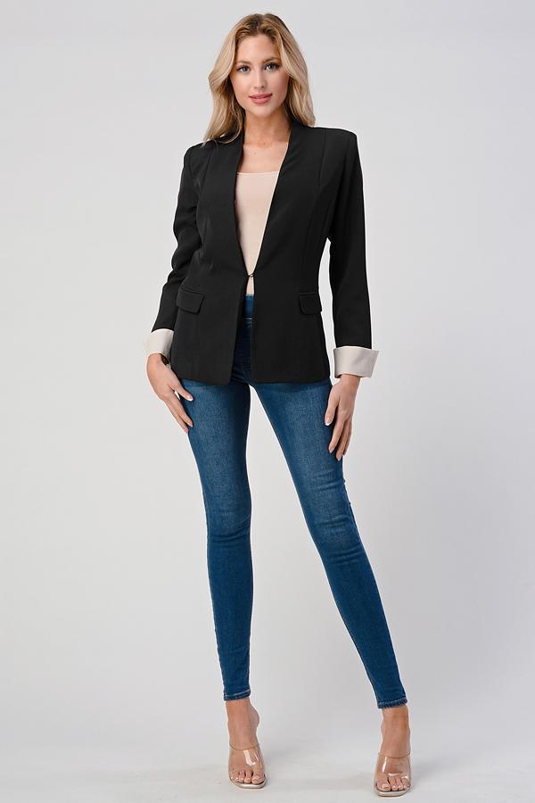 Blazer tendance pour femme sans col