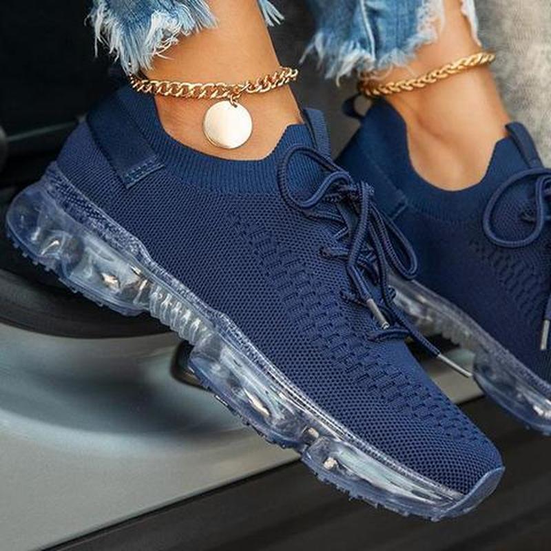 Zapatillas moradas 2021 para mujer, zapatos casuales de malla con colchón de aire, planas