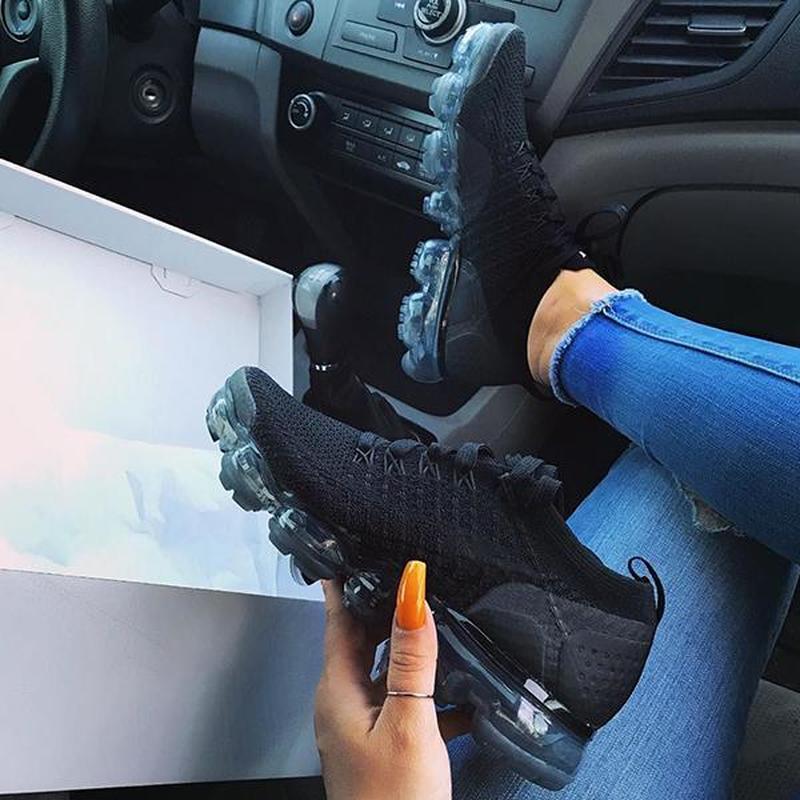 Zapatillas moradas 2021 para mujer, zapatos casuales de malla con colchón de aire, planas