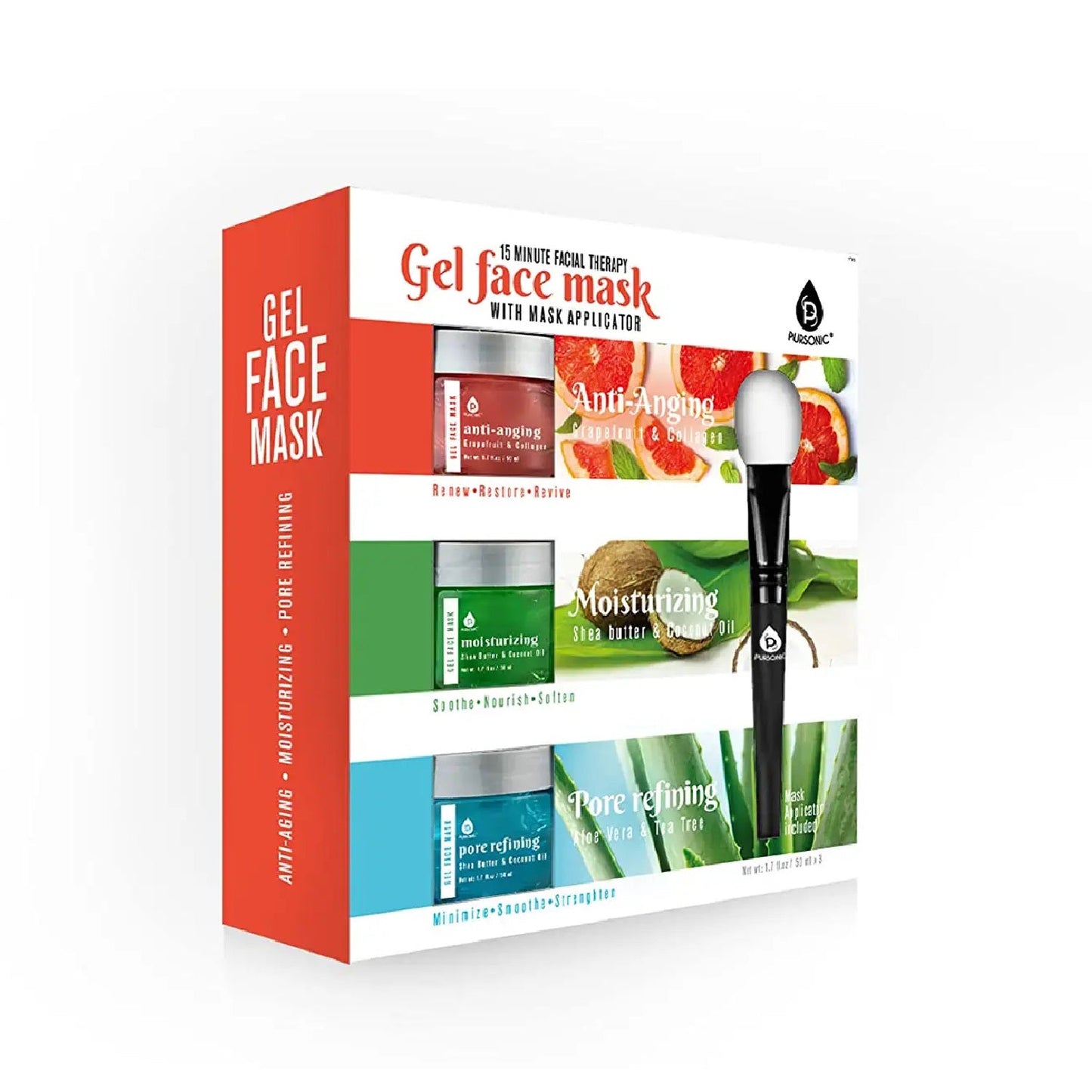 Mascarilla facial de gel con aplicador (paquete de 3)
