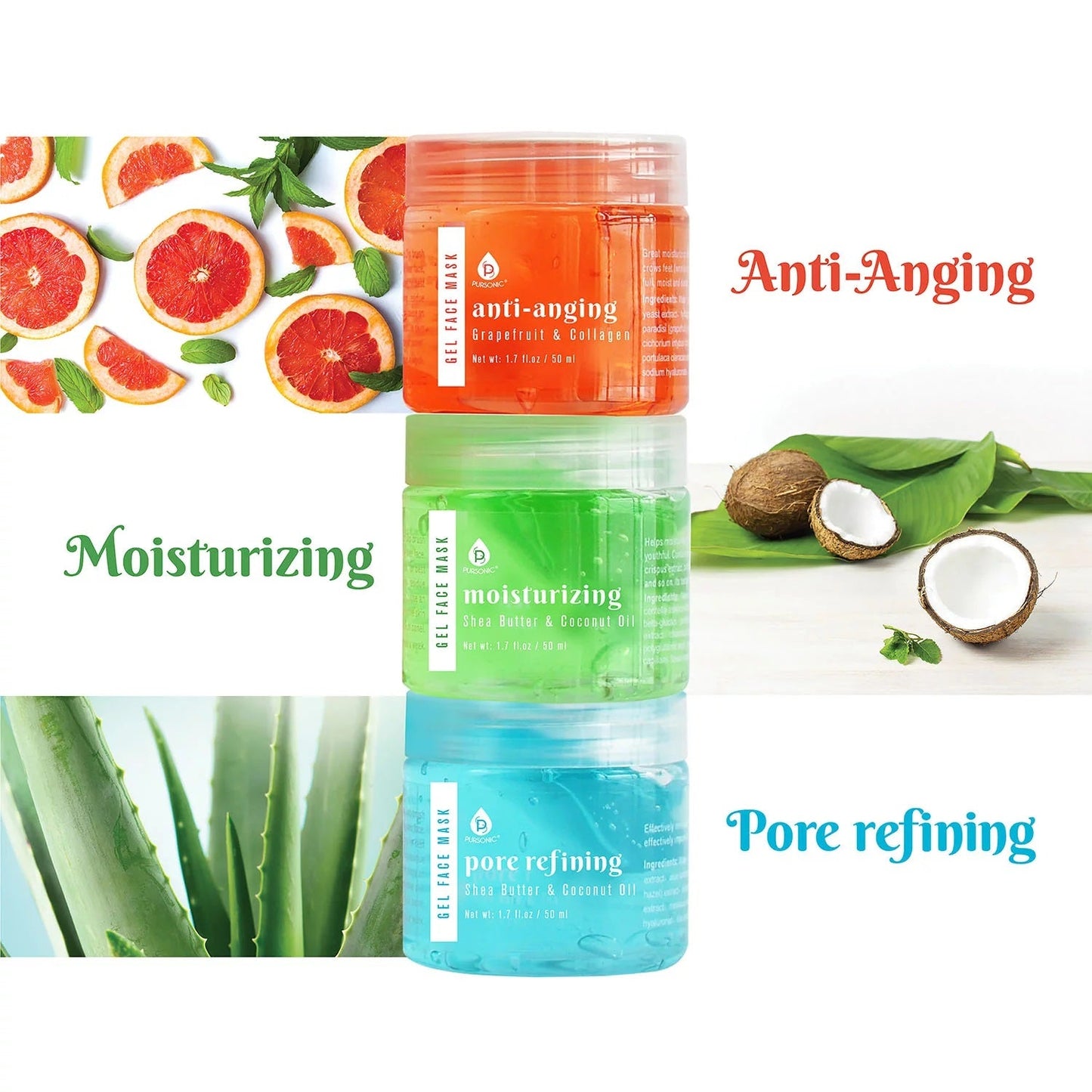 Mascarilla facial de gel con aplicador (paquete de 3)