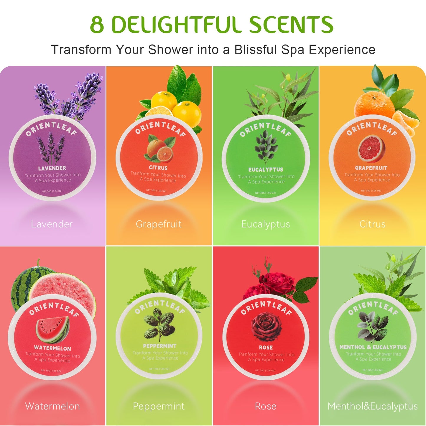 Bombas de ducha de aromaterapia con vaporizador de ducha, 8 unidades, con aceites esenciales naturales