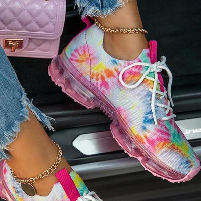 Zapatillas moradas 2021 para mujer, zapatos casuales de malla con colchón de aire, planas