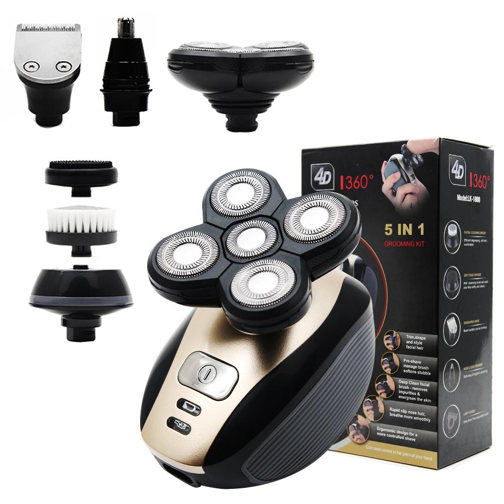 Rasoir électrique rechargeable 5 en 1 pour homme, 5 têtes flottantes