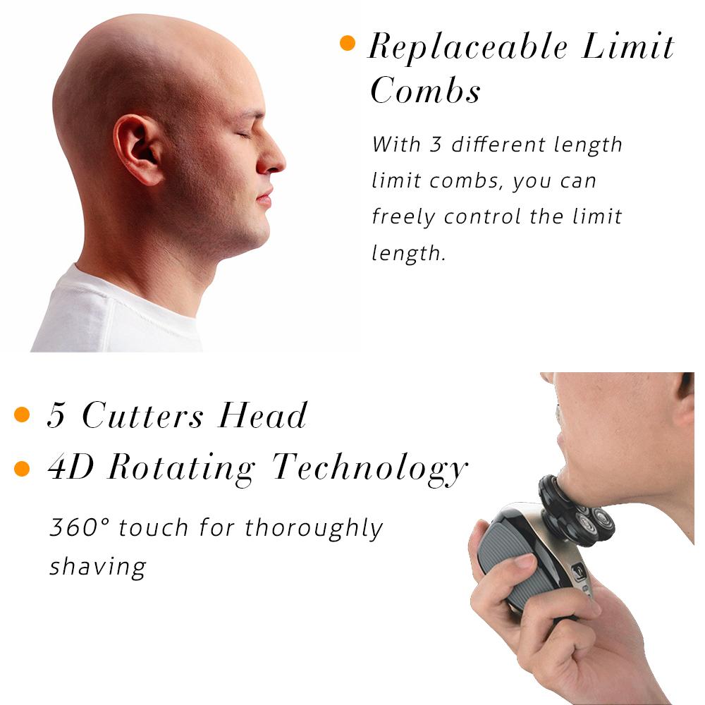 Rasoir électrique rechargeable 5 en 1 pour homme, 5 têtes flottantes