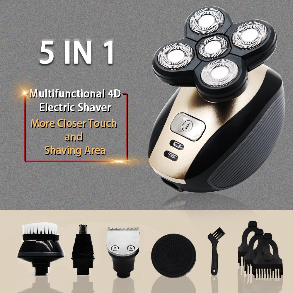 Rasoir électrique rechargeable 5 en 1 pour homme, 5 têtes flottantes