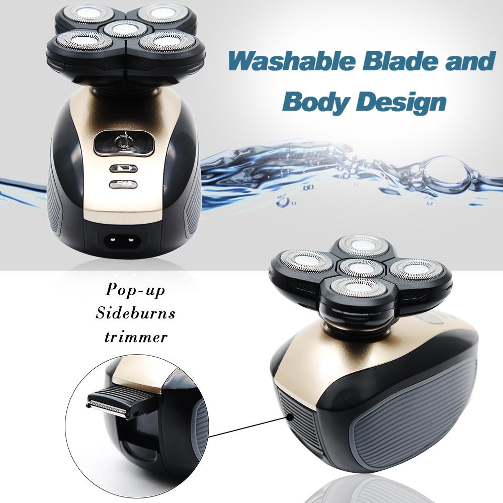 Rasoir électrique rechargeable 5 en 1 pour homme, 5 têtes flottantes