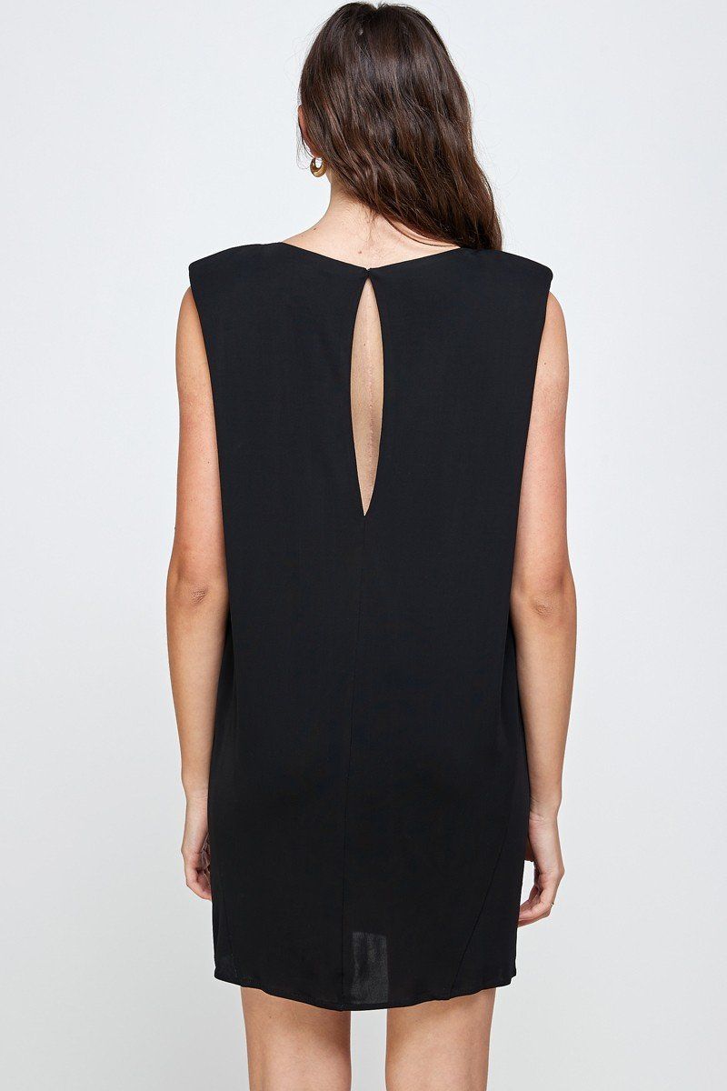 Minivestido sin mangas con escote adornado
