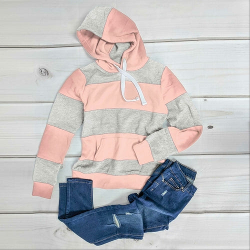 Color Block Soft Fleece Pullover Hoodie