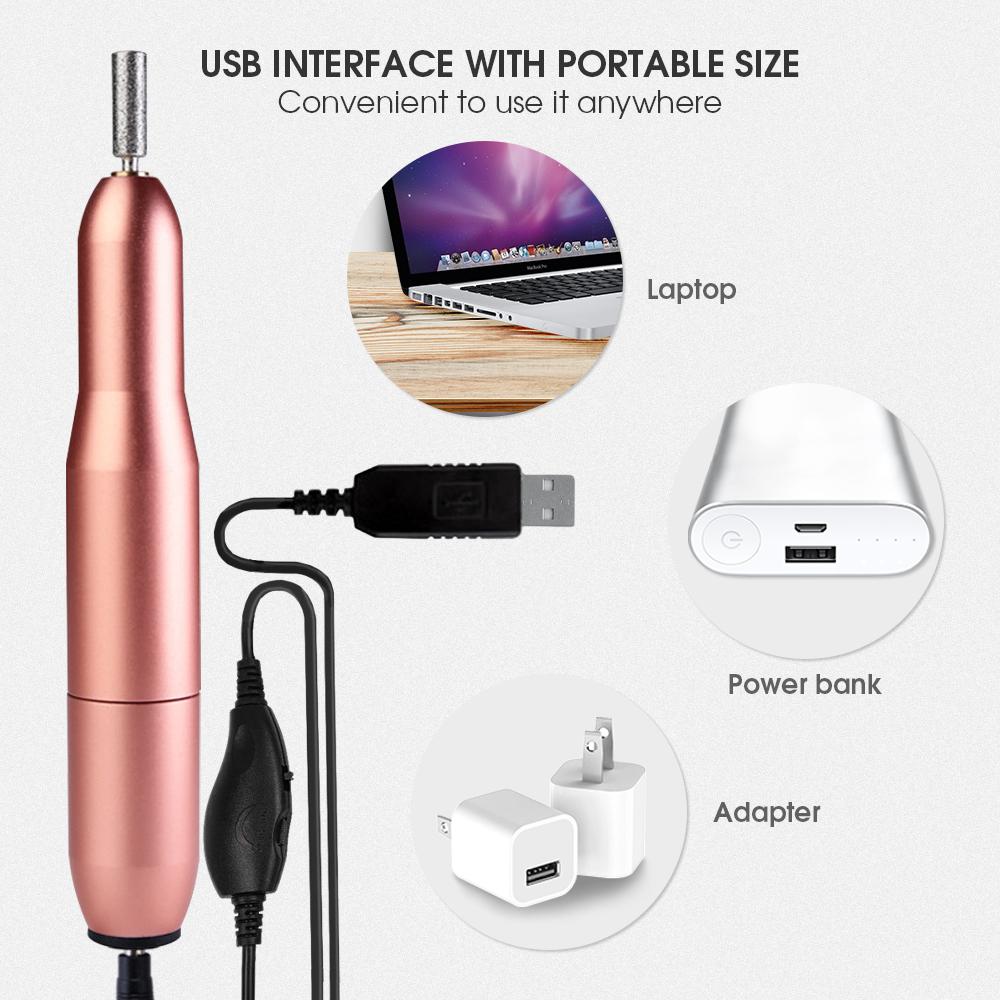 Kit de perceuse à ongles USB, polisseuse à ongles électrique, kit de lime à ongles portable