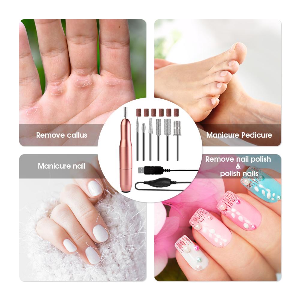 Kit de perceuse à ongles USB, polisseuse à ongles électrique, kit de lime à ongles portable