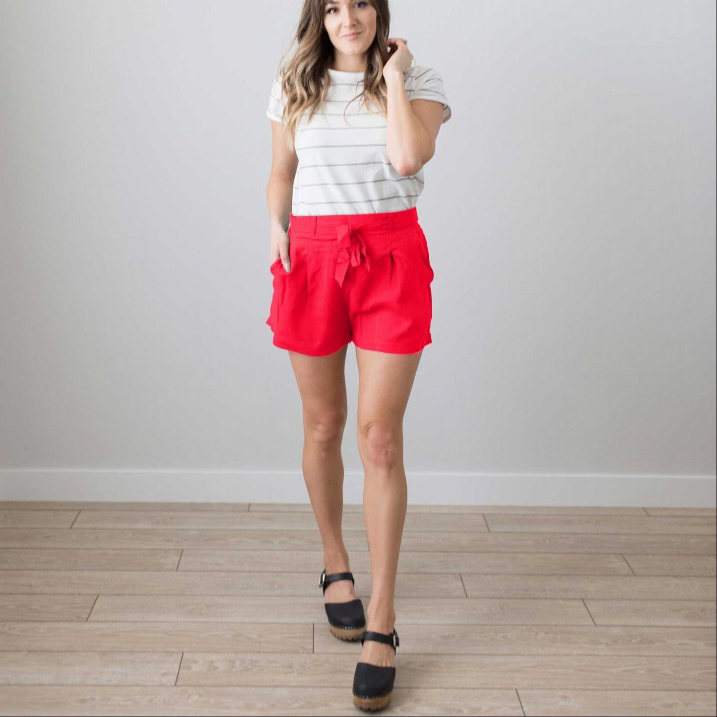 Tie Belted Hi Waist Shorts