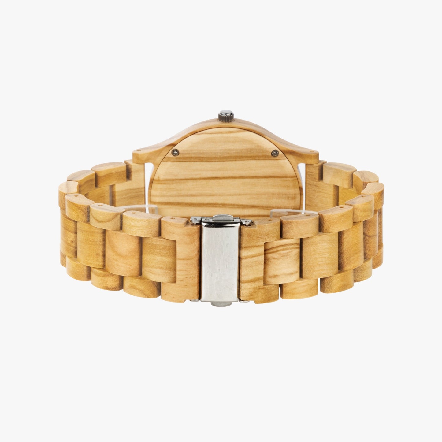 Reloj de madera de olivo italiano con calavera floral de Jacki Easlick