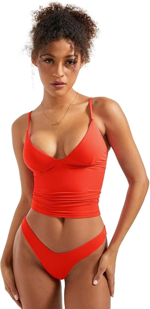 Débardeur sexy sans manches à col en V profond pour femme, haut basique ajusté Y2K