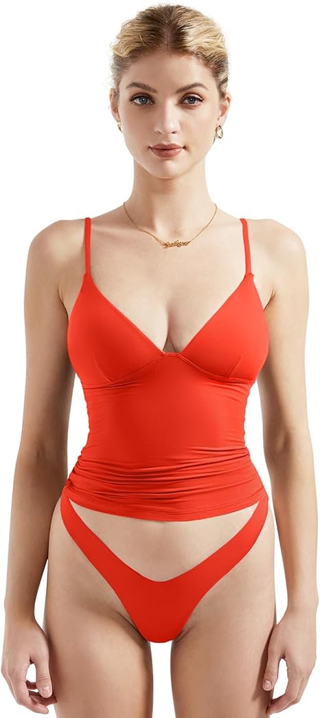 Débardeur sexy sans manches à col en V profond pour femme, haut basique ajusté Y2K