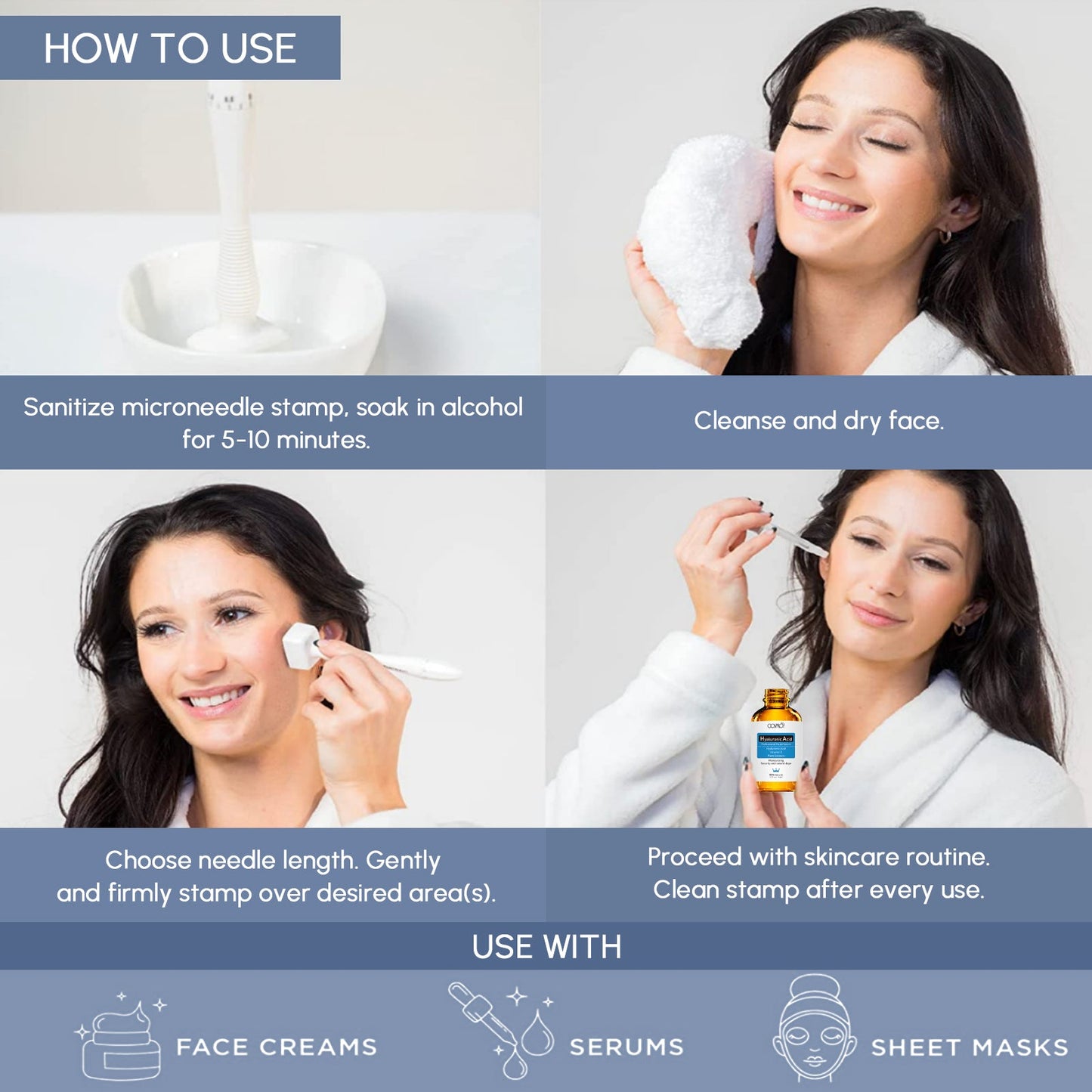 Stylo à aiguilles réglables en titane pour micro-aiguilles Derma