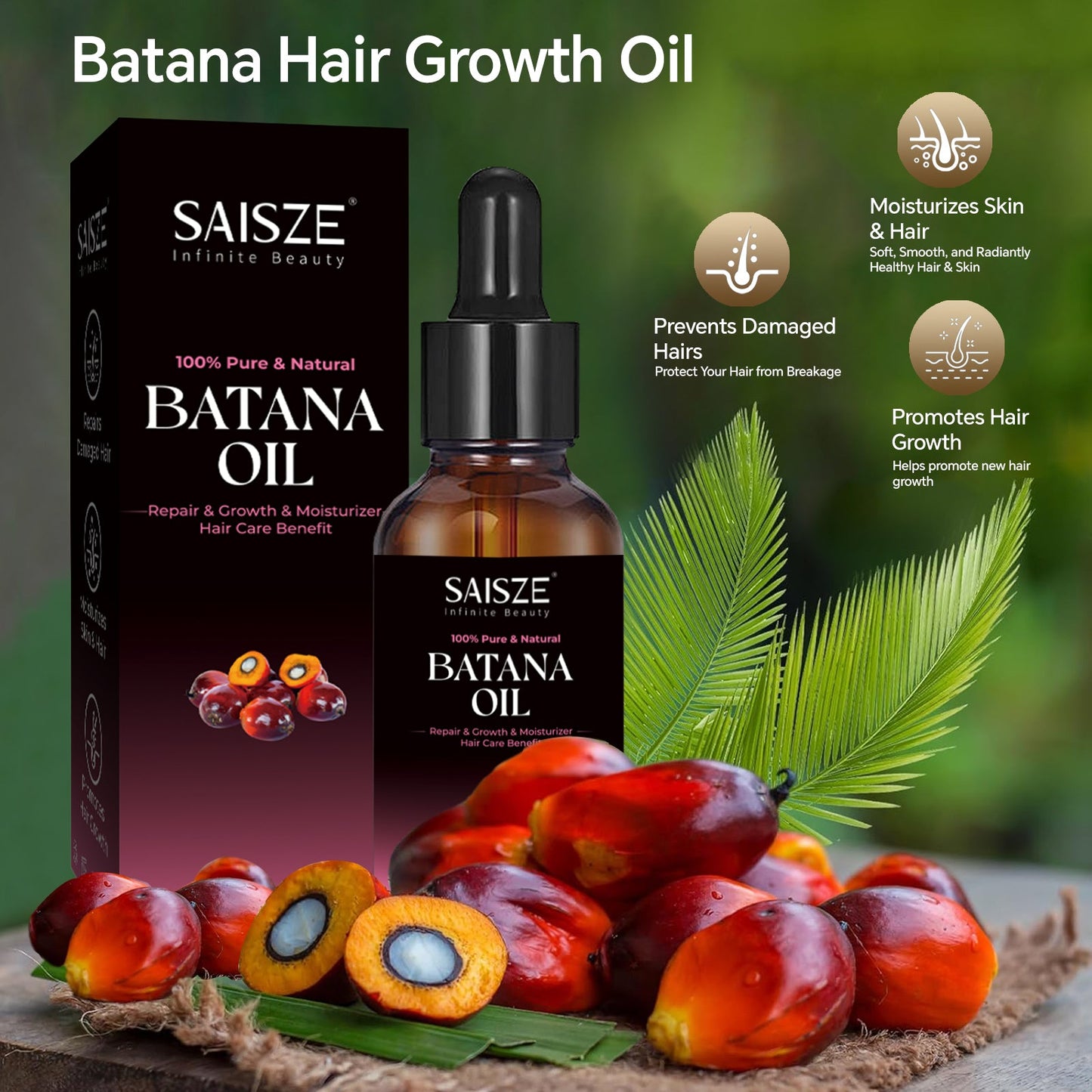 Huile essentielle de Batana pour le soin des cheveux, 100 % pure et naturelle, 57 ml