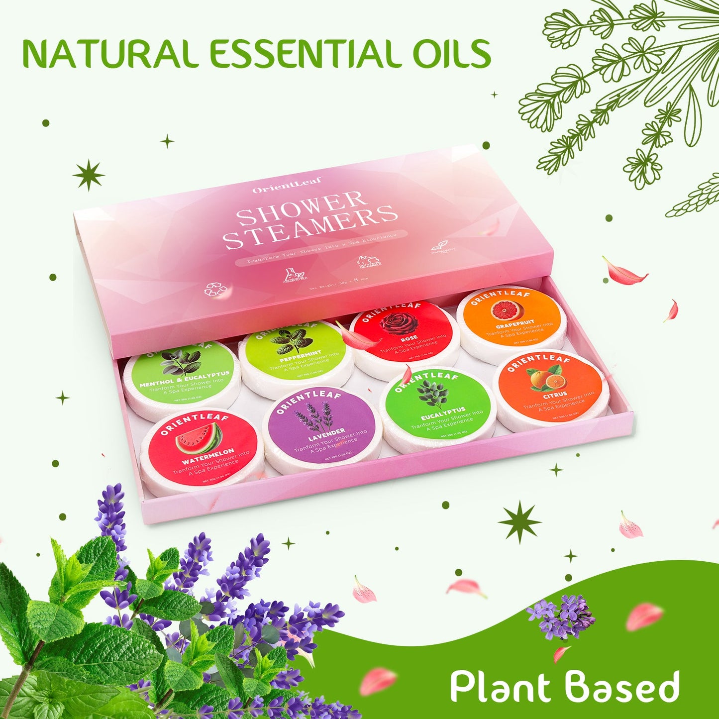 Bombas de ducha de aromaterapia con vaporizador de ducha, 8 unidades, con aceites esenciales naturales