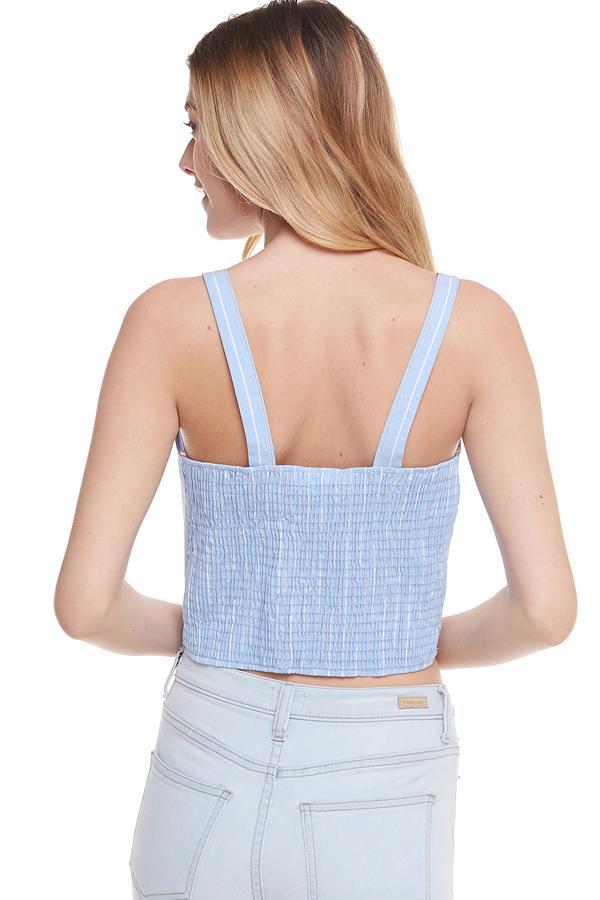 Stripe Button Front Crop Top