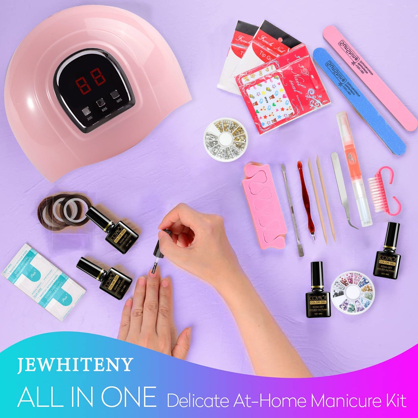 Kit de démarrage pour vernis à ongles gel avec lampe à ongles 36 W et 18 LED, 15 couleurs