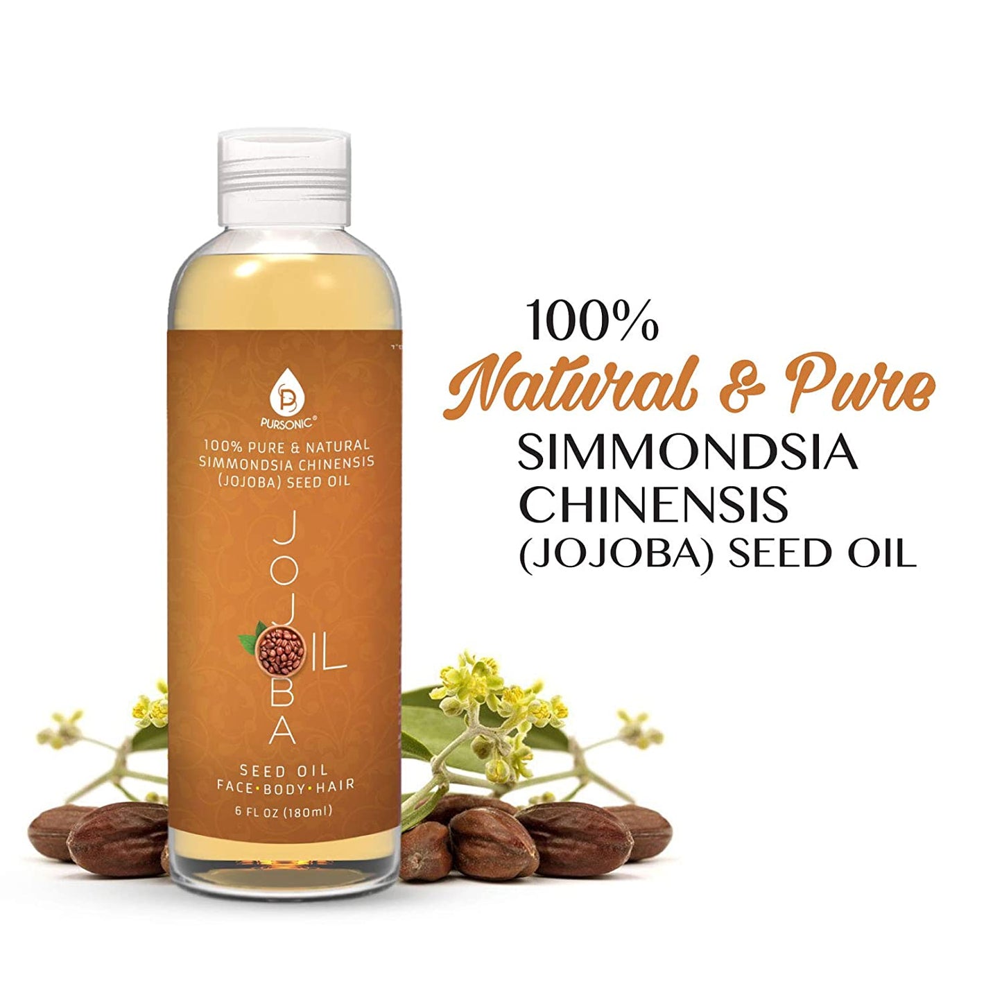 Huile de jojoba dorée 100 % pure et naturelle 6 oz