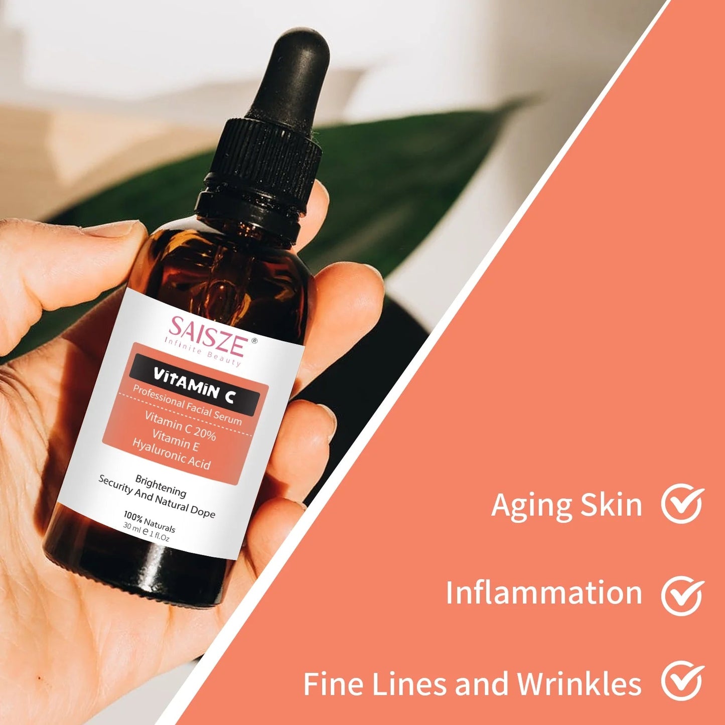 Suero facial antiedad con ácido hialurónico para mujeres con vitamina C y aloe