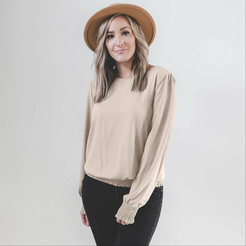 Manches bouffantes en laine tissée Dobby